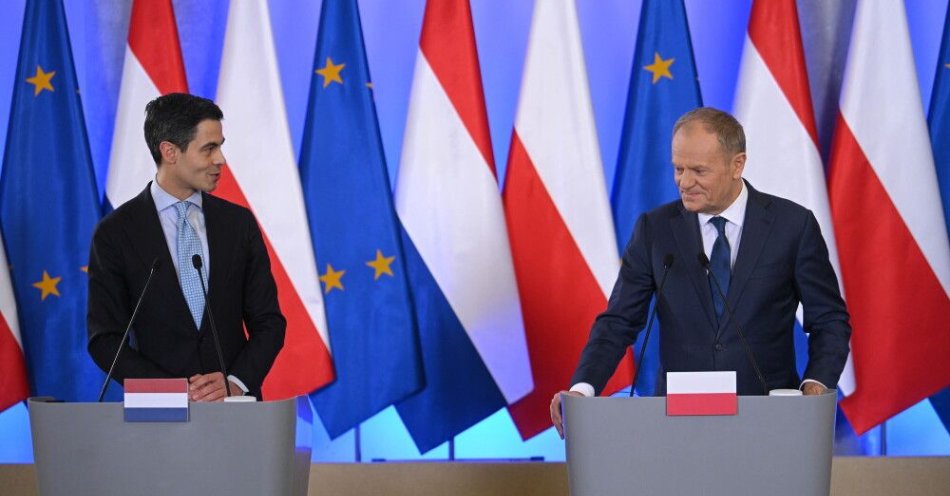 zdjęcie: Premier: będziemy pogłębiać współpracę Polski i Holandii / Warszawa, 09.03.2026. Premierzy Polski Donald Tusk (P) i Królestwa Niderlandów Rob Jetten (L) na konferencji po spotkaniu w KPRM w Warszawie, 9 bm. (amb) PAP/Marcin Obara