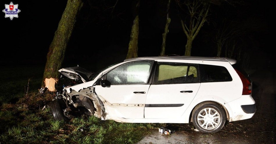 zdjęcie: Zjechał z drogi i uderzył w drzewo. Przyczyną były promile / fot. KPP Radzyń Podlaski