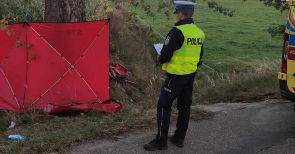 zdjęcie: Policjanci pracowali na miejscu śmiertelnego wypadku. / fot. KPP w Kościerzynie