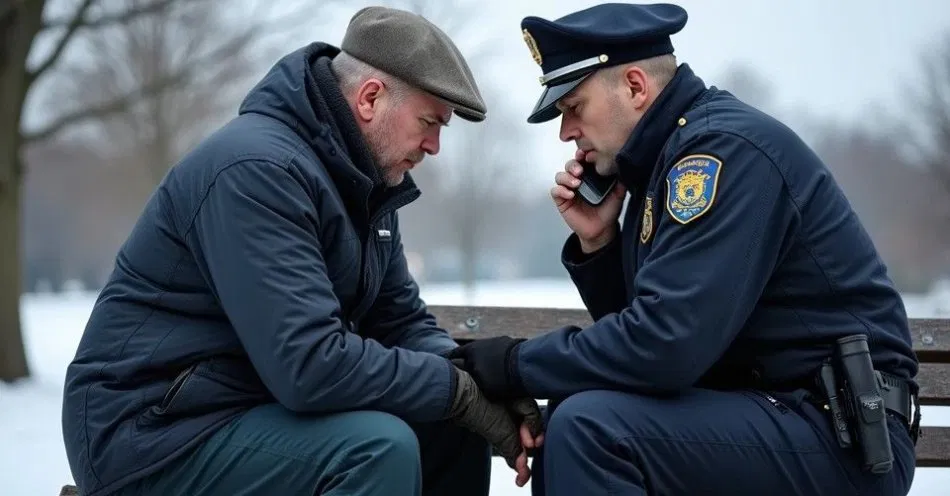 zdjęcie: Funkcjonariusze z Kluczborka uratowali mężczyznę na ławce / TM/ przykładowa ilustracja