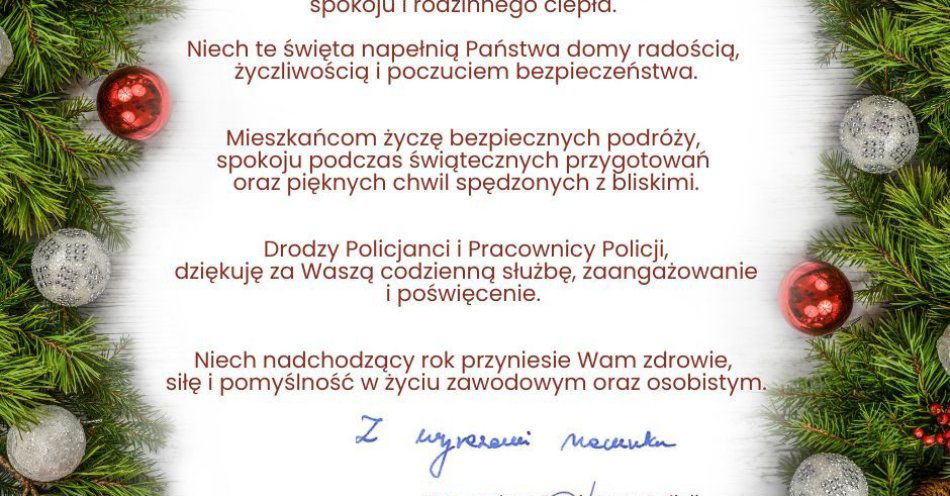 zdjęcie: Świąteczne życzenia Komendanta Policji w Poddębicach / fot. KPP w Poddębicach
