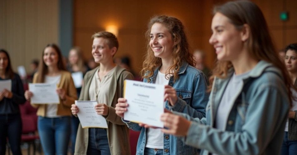 zdjęcie: Burmistrz przyznał 25 stypendiów najzdolniejszym uczniom ze Włoszczowej / Uczestnicy uroczystości stypendialnej we Włoszczowej /TMAI