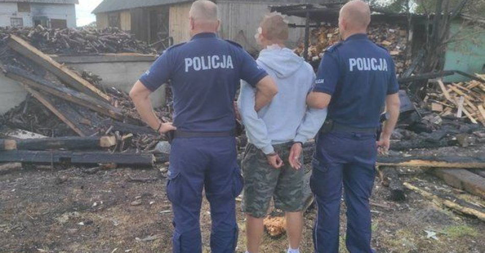 zdjęcie: Podpalacz zatrzymany przez policjantów z Myszyńca / fot. KMP w Ostrołęce