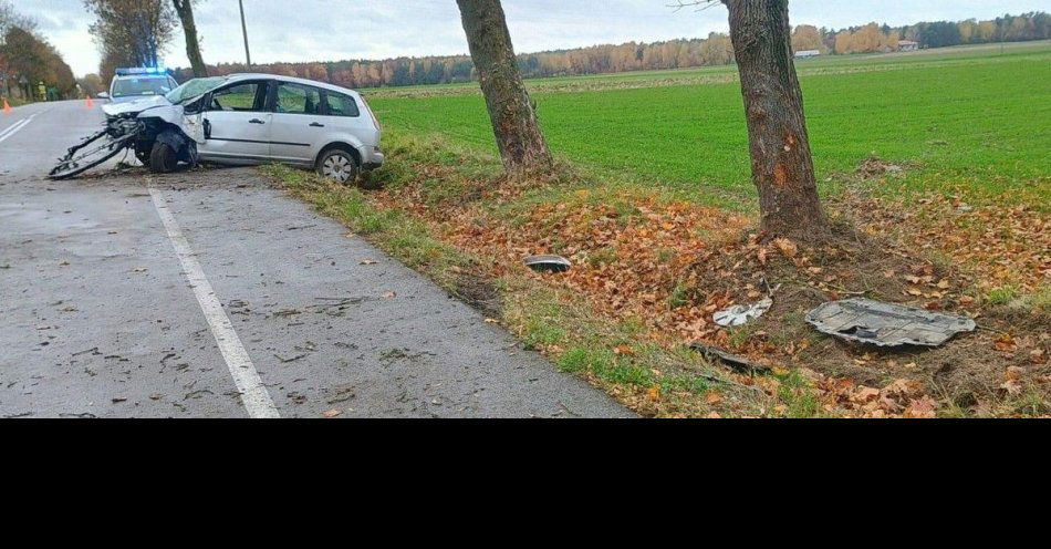 zdjęcie: Ford uderzył w drzewo w Skokach. Kierowca w szpitalu / fot. KPP Radzyń Podlaski