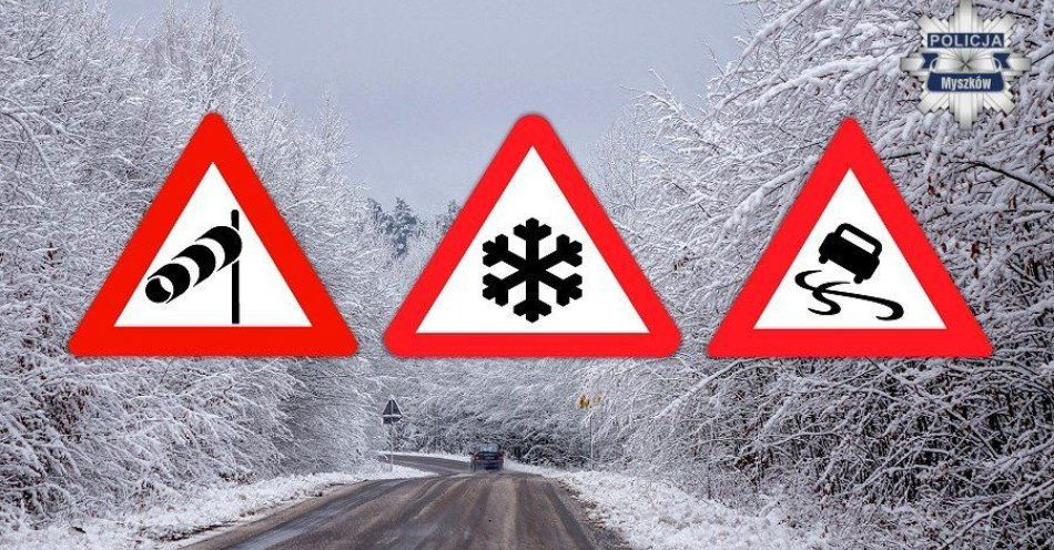 zdjęcie: Ślisko na drogach apel o rozwagę i bezpieczeństwo kierowców / fot. KPP w Myszkowie