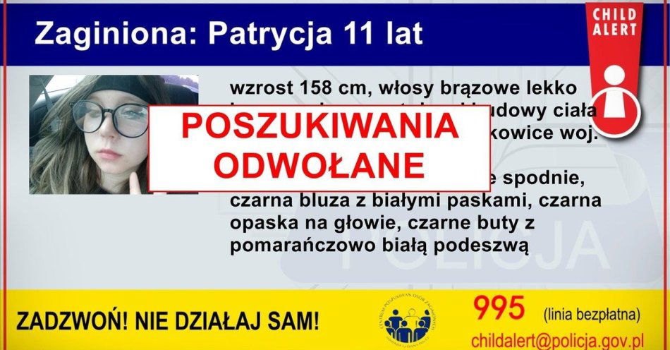 zdjęcie: CHILD ALERT - poszukiwania odwołane / fot. KPP Słupca