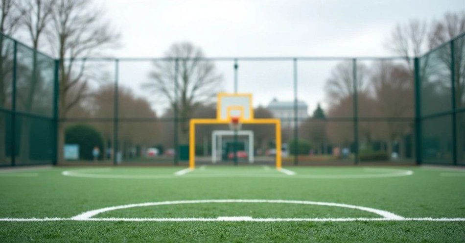 zdjęcie: Orlik w Bolesławcu - nowa infrastruktura sportowa dla młodzieży / Nowoczesne boisko wielofunkcyjne przy szkole podstawowej w Bolesławcu, puste boisko z bramkami i koszem /TMAI