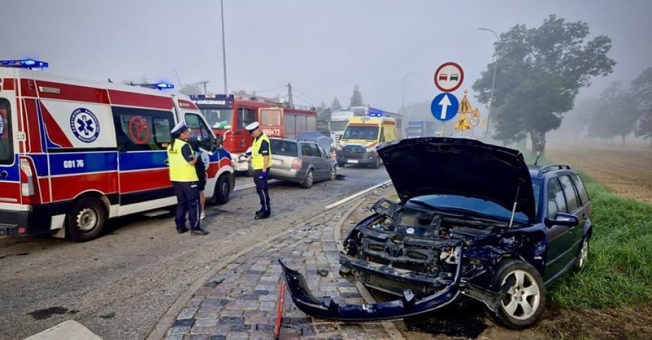 zdjęcie: Zderzenie dwóch pojazdów na dk 22 w miejscowości Gnojewo / fot. KPP w Malborku