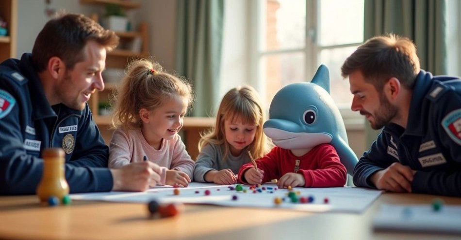 zdjęcie: Policjanci i Polfin uczą przedszkolaki z Papowa Biskupiego / TM/ przykładowa ilustracja