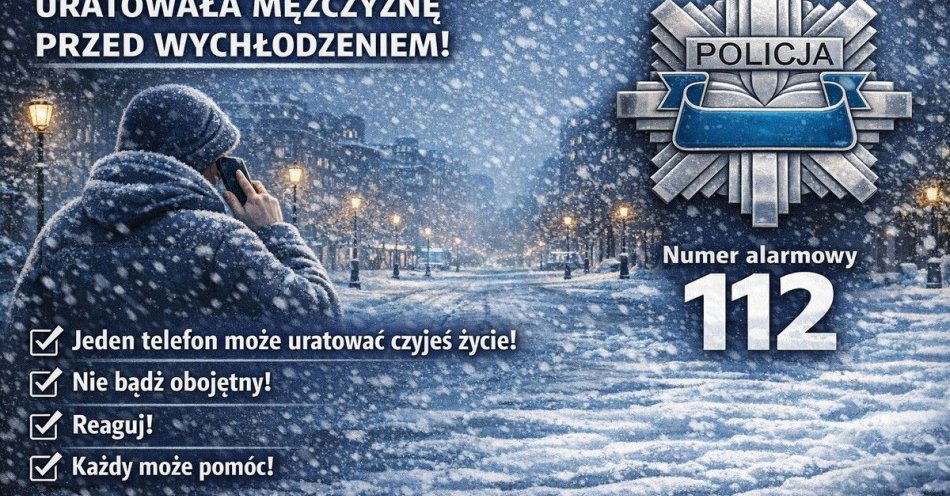 zdjęcie: Czujna mieszkanka uratowała mężczyznę przed wychłodzeniem / fot. KPP w Tomaszowie Mazowieckim