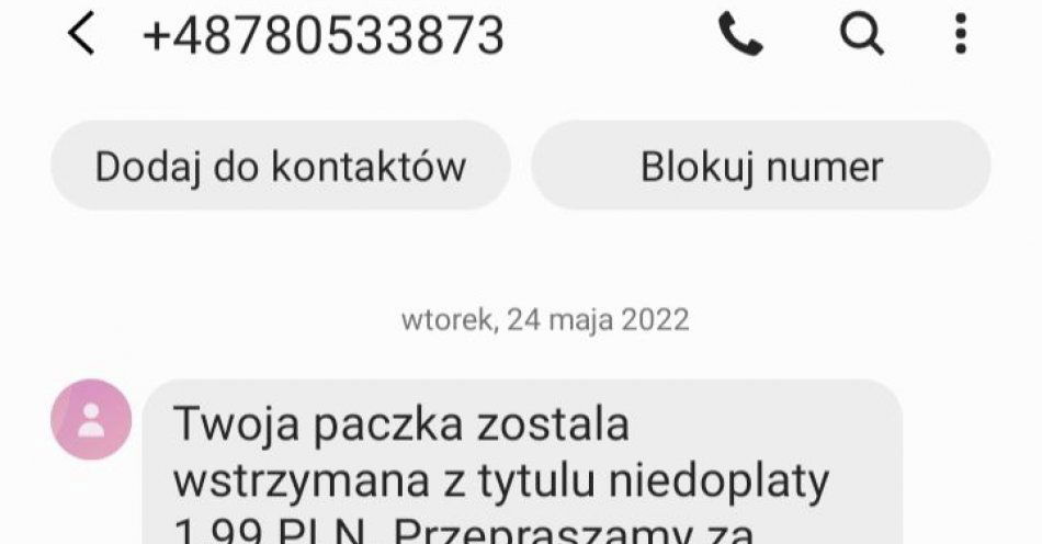 zdjęcie: Dostałeś wiadomość z prośbą o dopłatę do przesyłki? Uważaj, to oszustwo! / fot. KPP w Jaworze