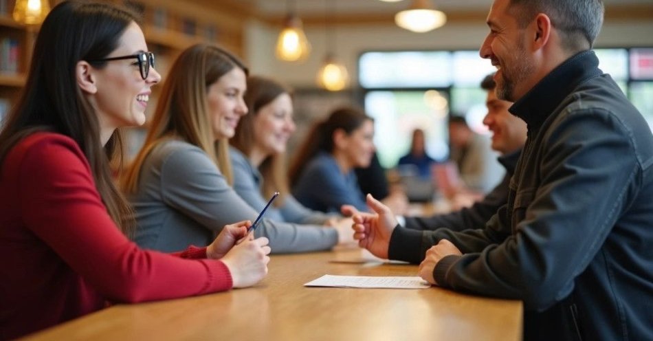 zdjęcie: Karta Mieszkańca Karpacza startuje od maja. Spotkanie informacyjne 30 kwietnia / Osoba rejestrująca się w urzędzie miejskim, wnętrze z półkami na dokumenty /TMAI