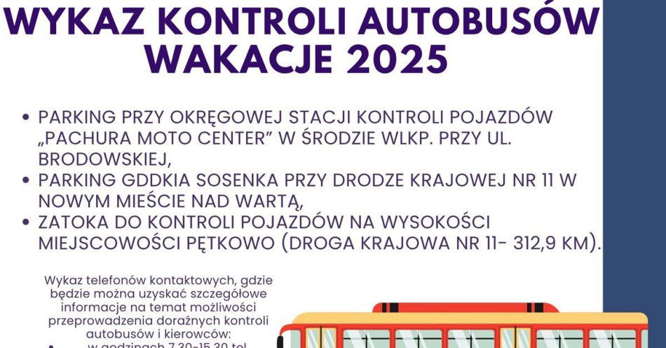 zdjęcie: Wykaz kontroli autobusów - wakacje 2025 / fot. KPP Środa Wielkopolska