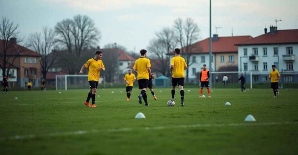 zdjęcie: Sportowe Wejherowo: od żużla po biegi amatorskie / Boisko treningowe w polskim mieście, amatorscy zawodnicy na treningu /TMAI