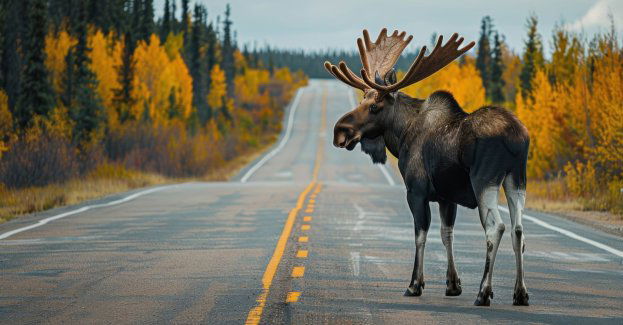 Zderzenie volvo z łosiem na drodze ekspresowej S7