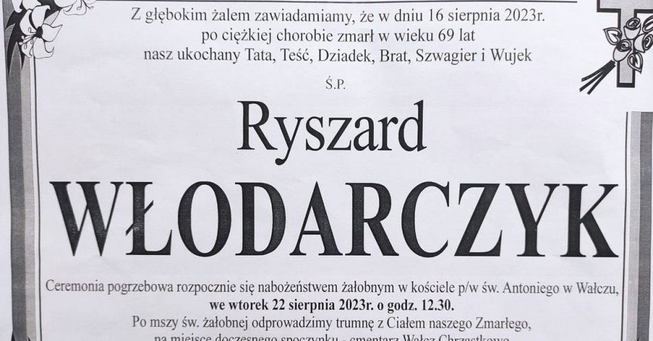 zdjęcie: Z ogromnym smutkiem i żalem informujemy, że odszedł Nasz kolega Ryszard Włodarczyk / fot. KPP w Wałczu
