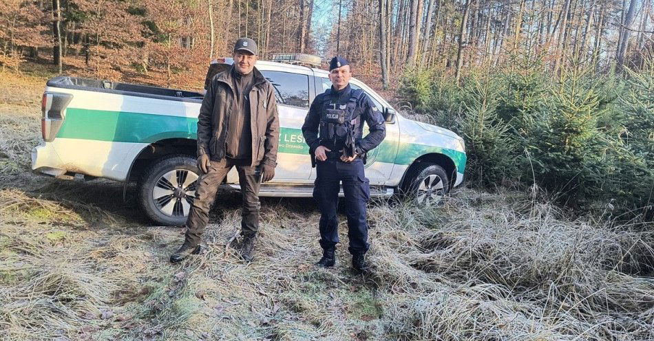 zdjęcie: Choinka 2025 Policja i Straż Leśna chronią lasy / fot. KPP w Drawsku Pomorskim