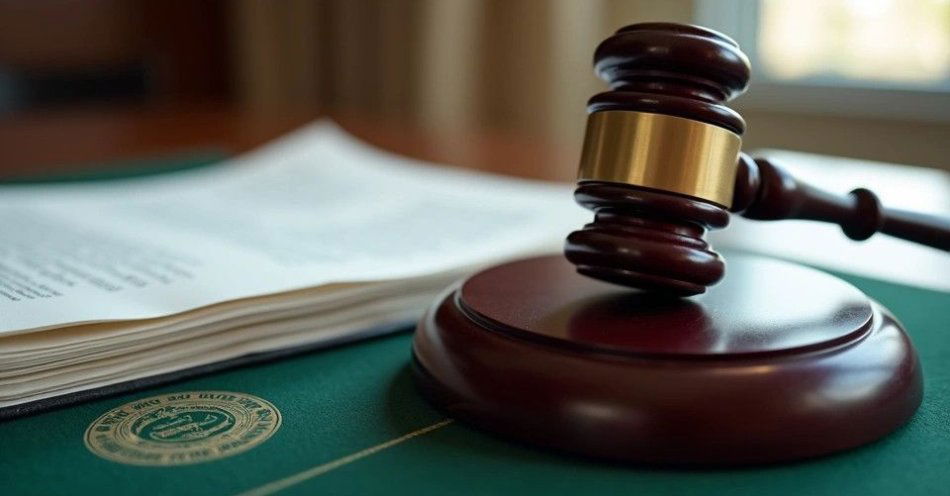 zdjęcie: XXX sesja Rady Miejskiej Brzegu: budżet i programy społeczne / Drewniany młotek i dokumenty z pieczęcią miasta — ilustracja sesji Rady Miejskiej w Brzegu