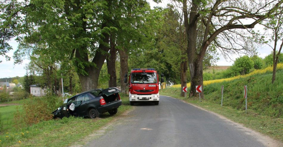 zdjęcie: Zbyt szybka jazda zakończyła się uderzeniem w drzewo / fot. KPP Brodnica