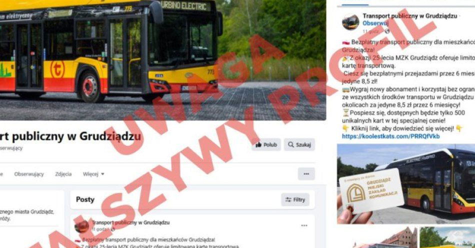 zdjęcie: Uwaga na fałszywy profil! / fot. UM Grudziądz
