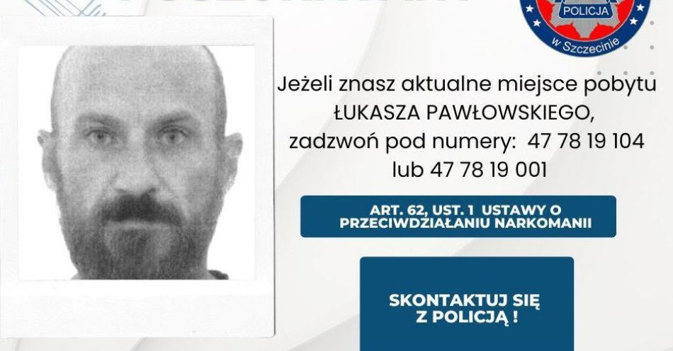 zdjęcie: Policja z Nad Odrą publikuje wizerunek skazanego / fot. KMP w Szczecinie