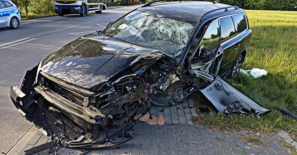 zdjęcie: Zjechał z drogi i uderzył w drzewo / fot. KPP Radzyń Podlaski