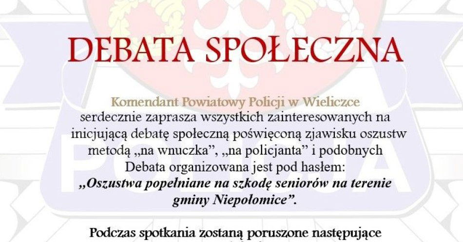 zdjęcie: Debata o oszustwach na seniorach w Zabierzowie Bocheńskim / fot. KMP w Wieliczce