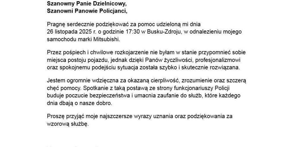 zdjęcie: Dzielnicowi odnaleźli samochód zagubiony w Busku Zdroju / fot. KPP Busko-Zdrój