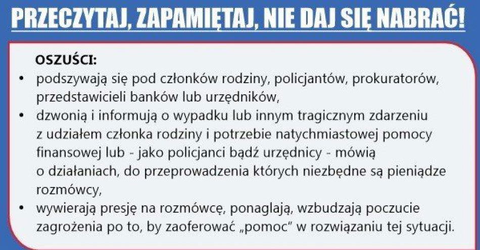 zdjęcie: Oszustwa metodą na wnuczka / fot. KPP w Szczytnie