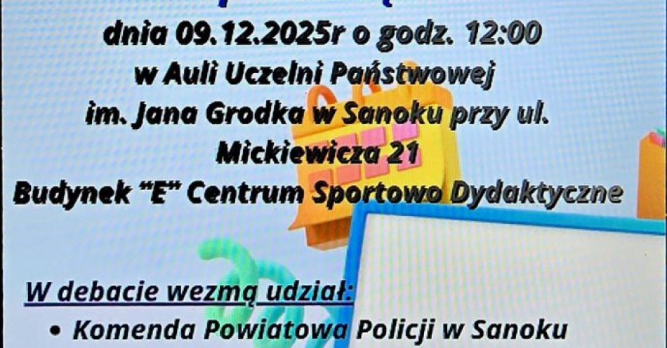zdjęcie: Debata w Sanoku o bezpieczeństwie młodzieży i nowych zagrożeniach / fot. KPP w Sanoku