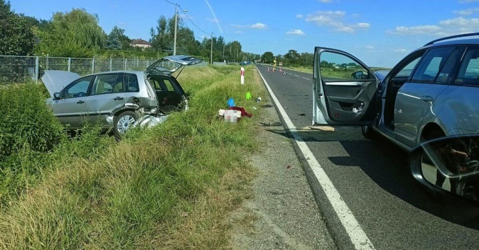 zdjęcie: Zderzenie osobówek na DK-17 w miejscowości Miączyn-Stacja / fot. KMP Zamość