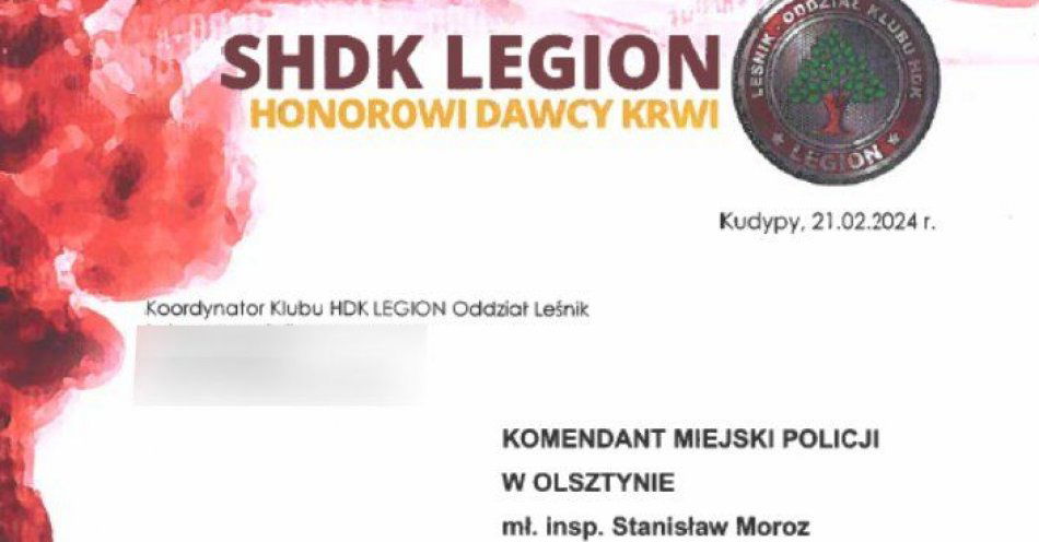 zdjęcie: Podziel się krwią z potrzebującymi / fot. KMP w Olsztynie
