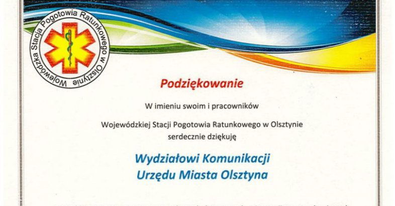zdjęcie: Ratownicy dziękują Wydziałowi Komunikacji / fot. nadeslane