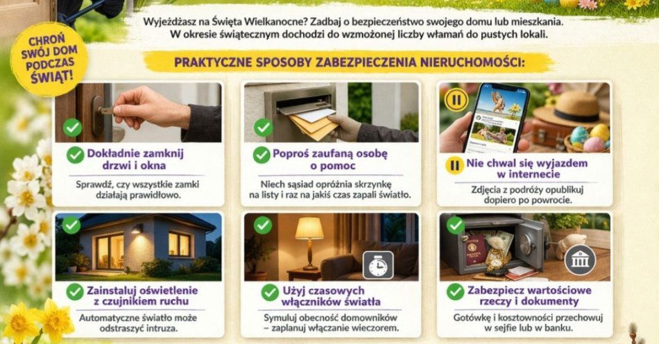 zdjęcie: Jak zabezpieczyć dom przed włamaniem na Święta Wielkanocne / fot. KMP w Ostrołęce