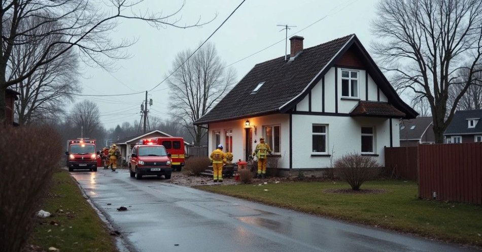 zdjęcie: Zawalił się dach budynku w Wawelnie. Na miejscu służby / Działania straży pożarnej przy zawalonym budynku w Wawelnie /TMAI
