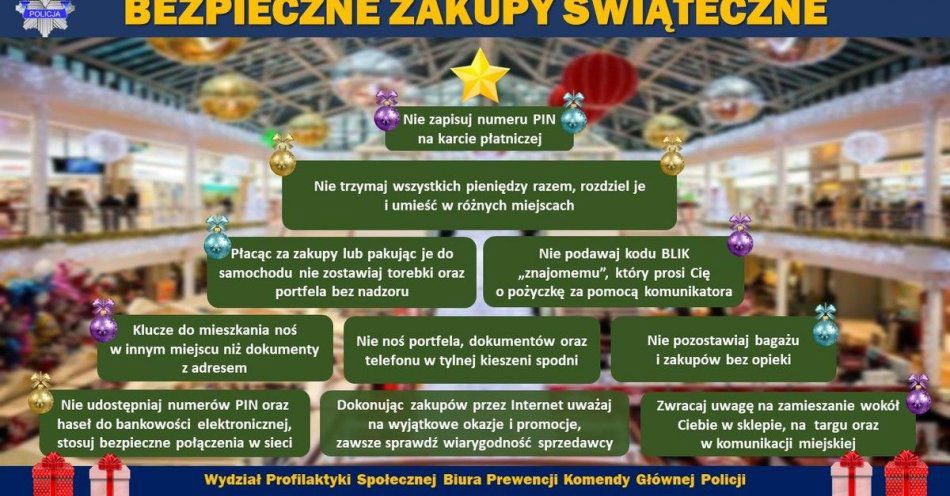 zdjęcie: Bezpieczne  świąteczne zakupy / fot. KPP Turek