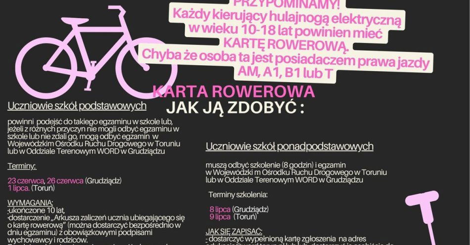 zdjęcie: Dodatkowa szansa na zdobycie karty rowerowej / fot. KMP w Toruniu