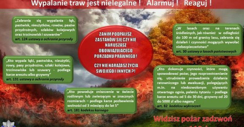 zdjęcie: Wypalanie traw jest nielegalne! alarmuj! reaguj / fot. KPP w Szydłowcu