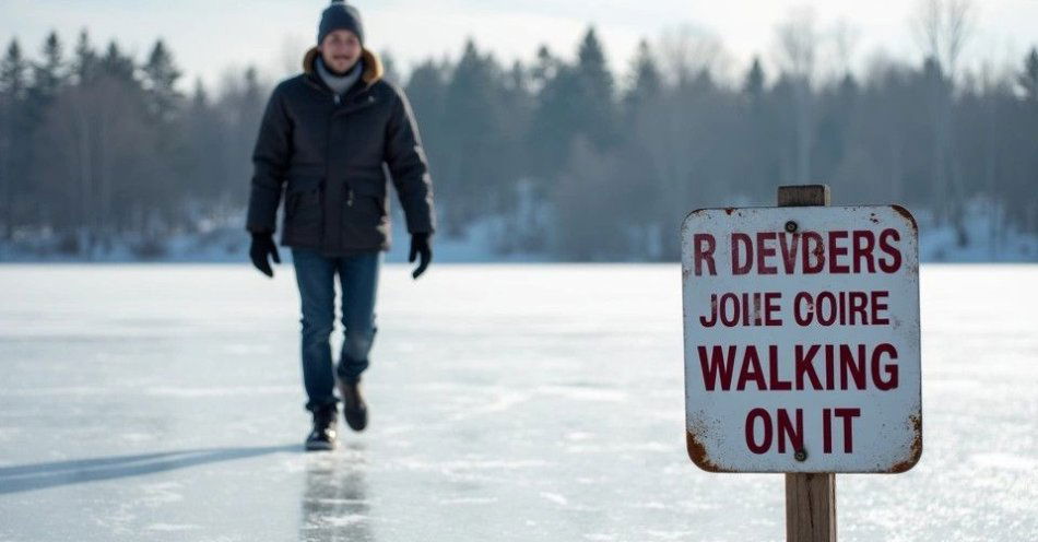 zdjęcie: Nie wchodź na zamarznięte zbiorniki wodne. Porady i ostrzeżenia / TM/ przykładowa ilustracja