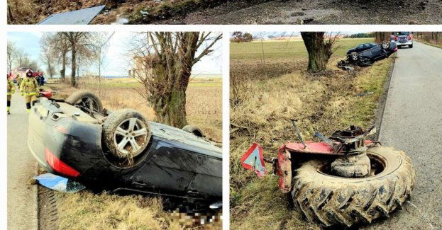 Zderzenie ciągnika rolniczego z osobówką w miejscowości Głębokie
