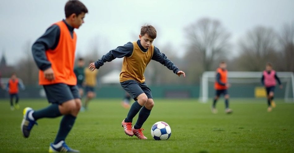 zdjęcie: Młode talenty z GKS Tychy. Akademia, która wychowuje przyszłość śląskiego futbolu / Młodzi piłkarze GKS Tychy podczas treningu na trawiastym boisku. Akademia Piłkarska GKS Tychy wychowuje przyszłych zawodników profesjonalnego futbolu.
