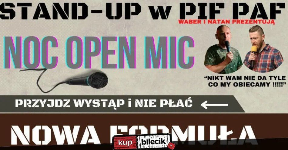 zdjęcie: Waber i Natan Prezentuja: Noc Openmic - testy nowych żartów / kupbilecik24.pl / WABER I NATAN PREZENTUJA: NOC OPENMIC - TESTY NOWYCH ŻARTÓW