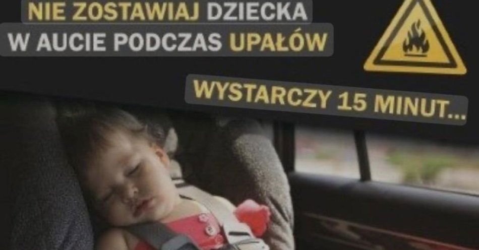 zdjęcie: Dziecko, auto i upał / fot. KPP w Trzebnicy