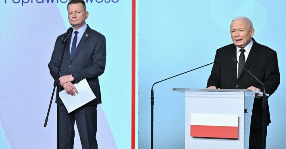 zdjęcie: Prezes PiS po ślubowaniu sędziów TK: zjawisko niezmiernie szkodliwe, wiarygodność sędziów spadła do zera / Warszawa, 09.04.2026. Prezes Prawa i Sprawiedliwości Jarosław Kaczyński (P) i szef KP PiS Mariusz Błaszczak (L) na konferencji prasowej w siedzibie ugrupowania przy ul. Nowogrodzkiej w Warszawie, 9 bm. (mr) PAP/Piotr Nowak