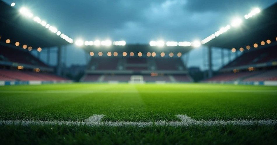 zdjęcie: Kraków - sportowa stolica Polski / Stadion piłkarski przy zmierzchu, zielone boisko i trybuny, naturalne oświetlenie /TMAI