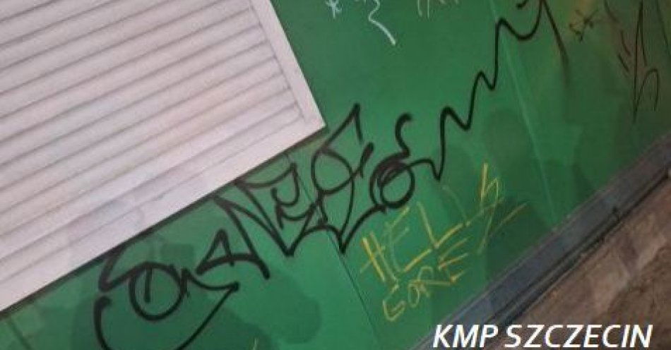 zdjęcie: Czujne oko monitoringu wypatrzyło młodzieńców malujących graffiti / fot. KMP w Szczecinie