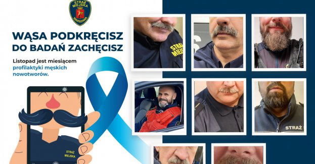 Strażnicy miejscy z Warszawy kręcą wąsa, zachęcając do badań