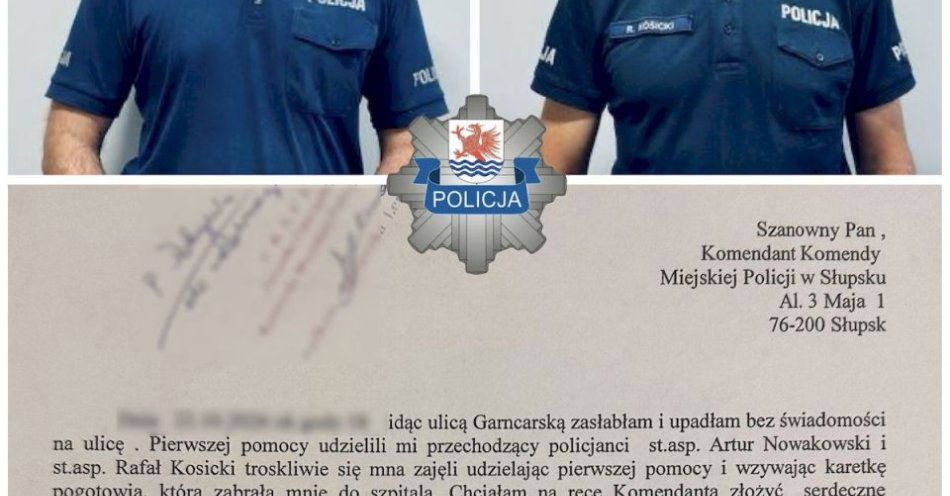 zdjęcie: Dzielnicowi uratowali kobietę na ulicy Garncarskiej / fot. KMP w Słupsku