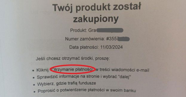 Kliknij w pole otrzymanie płatności. To oszustwo