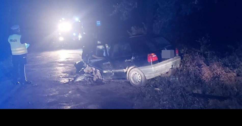 zdjęcie: Śmiertelny wypadek na trasie Ośno-Dubiel. Kierujący VW uderzył w drzewo. / fot. KPP w Kwidzynie